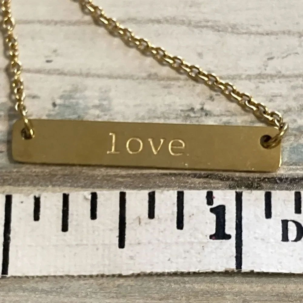 Love Bar Necklace 18k gold‎ Plated Chain Jook and Nona Signed